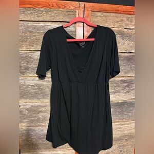 Black V-Neck Maturity Women's Top Size XL Elbow Sleeves Long Length
